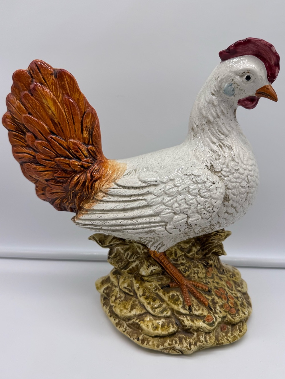 Vintage Bassano Italy Ceramic Hen Chicken Figurine Farmhouse Decor
